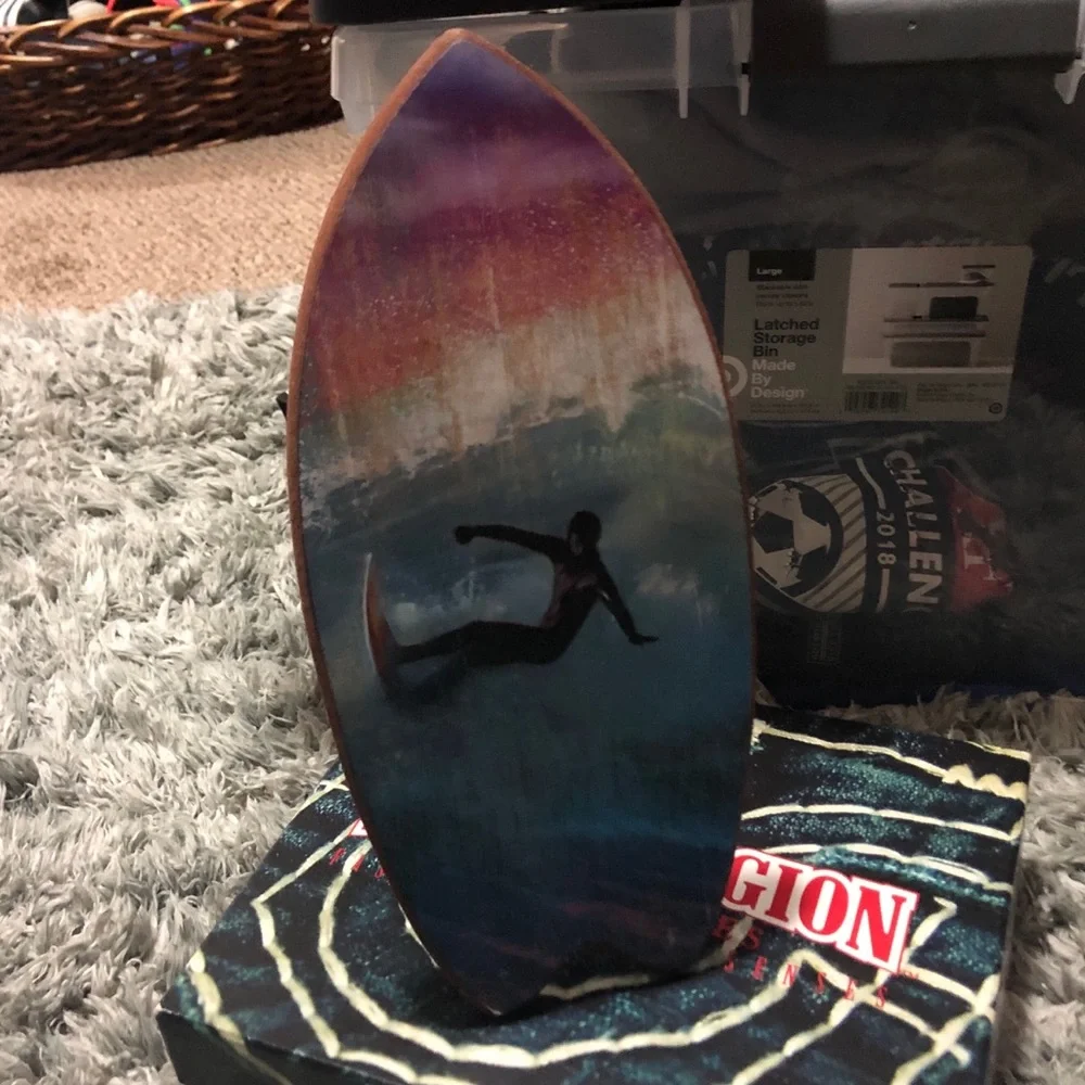 wooden surfboard wave accent hawaiian hawaii california